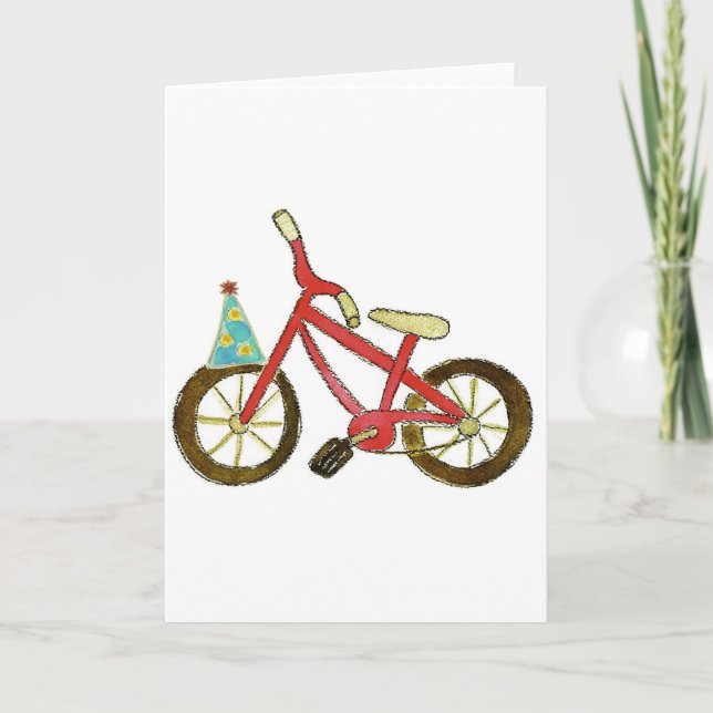 Tarjeta Gorra de Cumpleaños de Bicicleta Roja (Anverso)