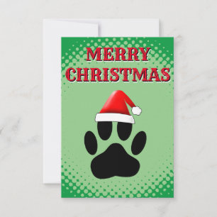 Tarjeta Gorra de Dog Pawprint Santas