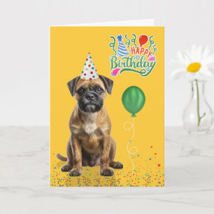 Tarjeta Gorra de fiesta amarilla para perro Border Terrier