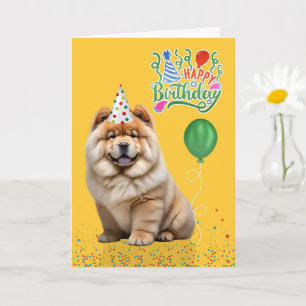 Tarjeta Gorra de fiesta de perro Chow Chow Amarillo Cumple