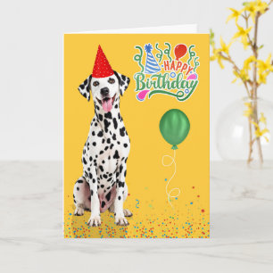 Tarjeta Gorra de fiesta de perro dálmata Amarillo Cumpleañ