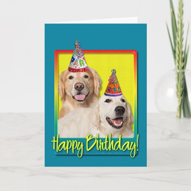 Tarjeta Gorra de la fiesta de cumpleaños - Golden Retrieve (Anverso)