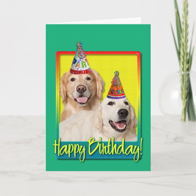 Tarjeta Gorra de la fiesta de cumpleaños - Golden Retrieve (Anverso)