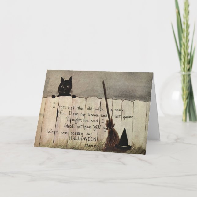Tarjeta Gorra de la habitación de la bruja de gato negro (Anverso)