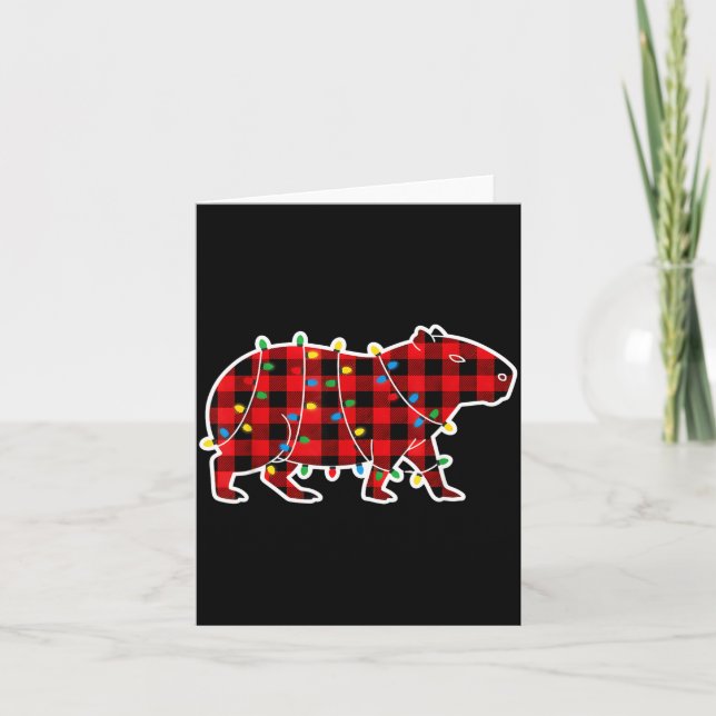 Tarjeta Gorra de Navidad de Carpincho de Cuadro Escocés Ro (Anverso)