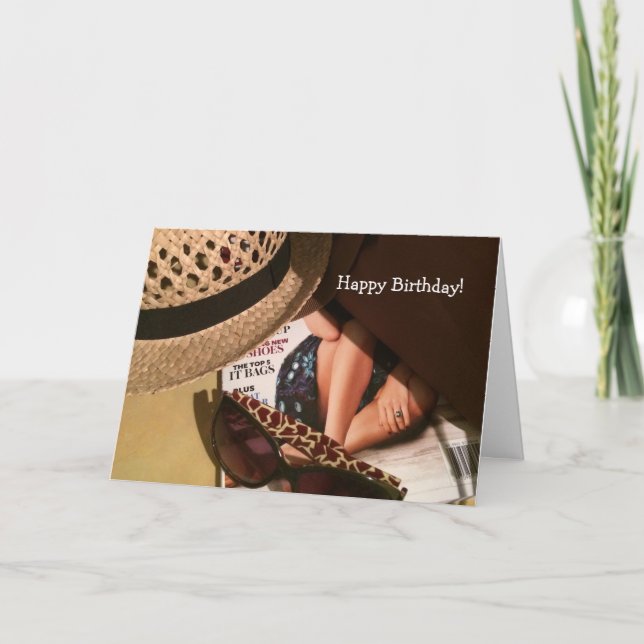 Tarjeta Gorra de paja y sombras Cumpleaños (Anverso)