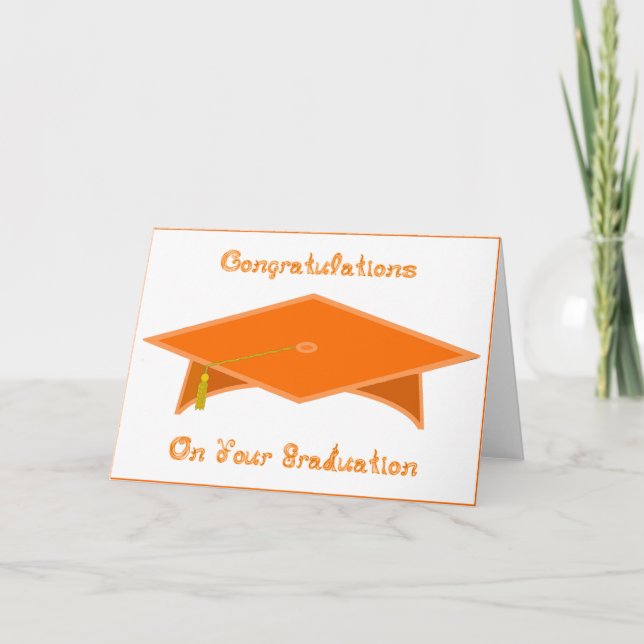 Tarjeta Gorra de papel de Naranja de tapón de graduación o (Anverso)