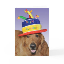 Tarjeta gorra de pastel de cumpleaños de Golden Re