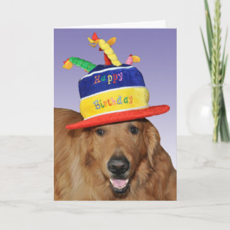 Tarjeta gorra de pastel de cumpleaños de Golden Re
