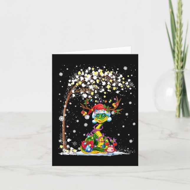 Tarjeta Gorra de renos de serpiente Santa Navidad Árbol di (Anverso)