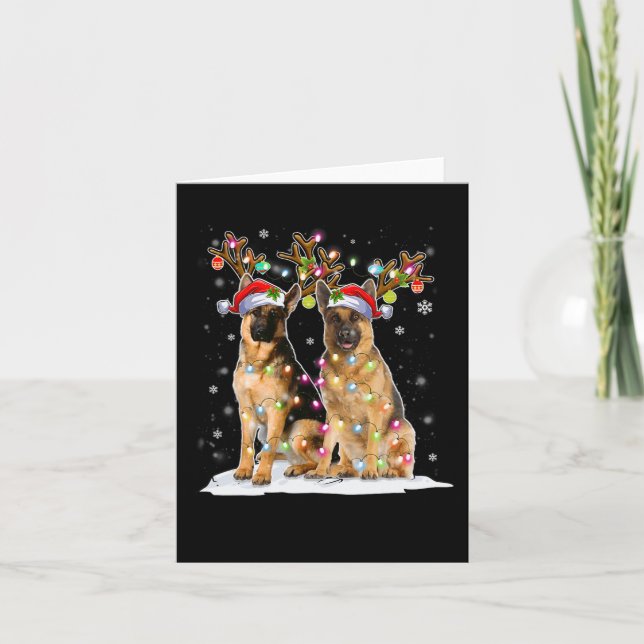 Tarjeta Gorra de renos Santa Navidades de Malinois de Bélg (Anverso)