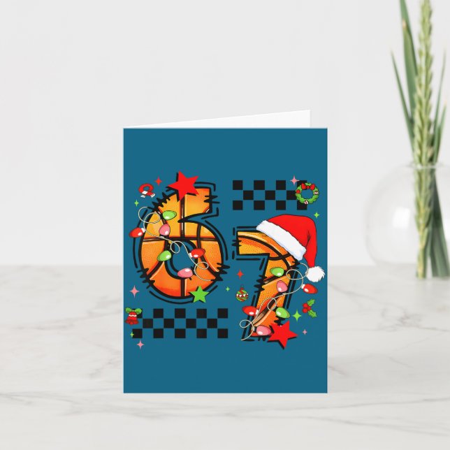 Tarjeta Gorra de Santa de Baloncesto 67 a Cuadros Navidad  (Anverso)