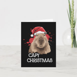 Tarjeta Gorra de Santa de Navidad Capy Pijama Roedor Anima