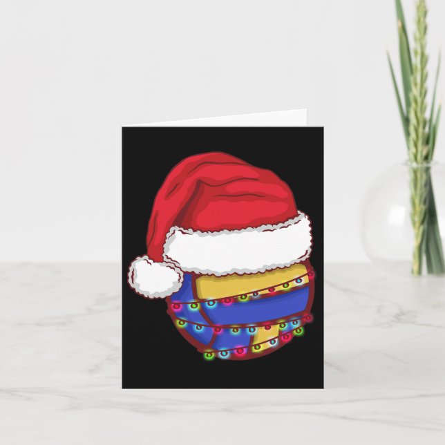 Tarjeta Gorra de Santa Luces de Navidad de Voleibol Divert (Anverso)