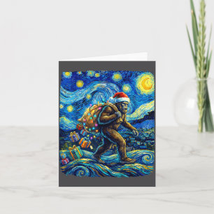 Tarjeta Gorra de Santa Navidad Bigfoot Van Gogh Noche estr