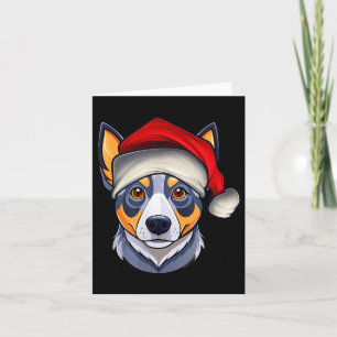 Tarjeta Gorra divertida de Santa Pijama de Navidad Perro B