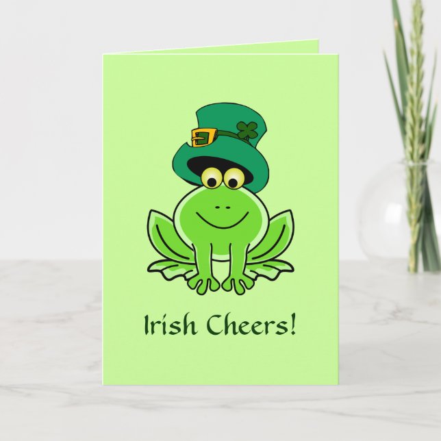 Tarjeta Gorra irlandés divertido del Leprechaun de la rana (Anverso)