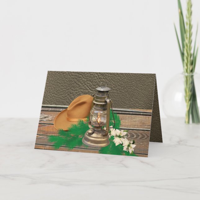 Tarjeta Gorra Lantern Faux Wood/Leather (Anverso)