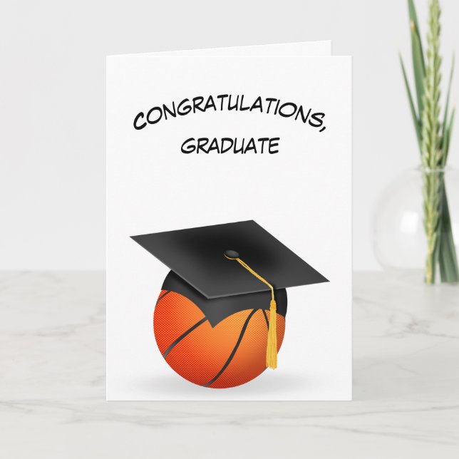 Tarjeta Gorra negra de graduación en baloncesto (Anverso)