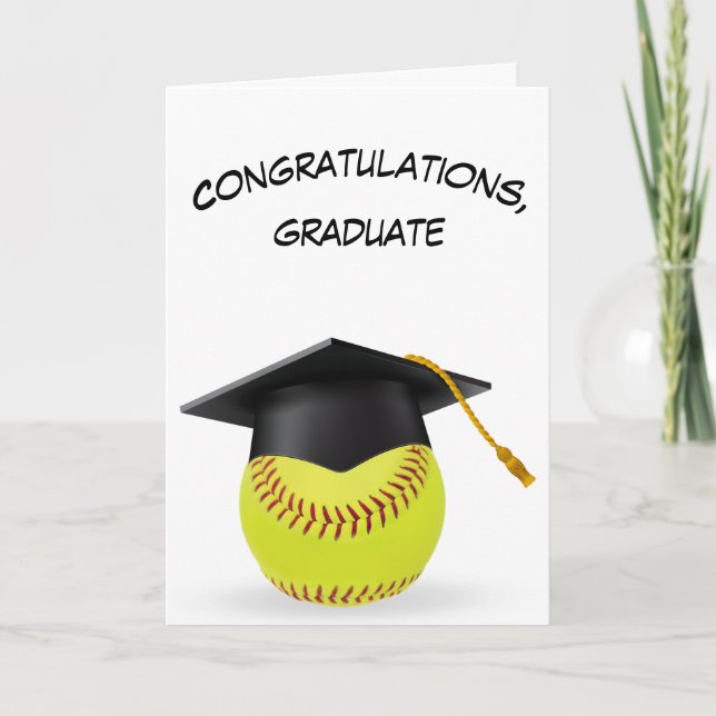 Tarjeta Gorra negra de graduación en un baloncesto amarill (Anverso)