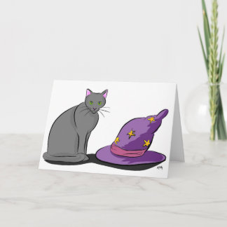 Tarjeta Gorra negro de gatos y brujas