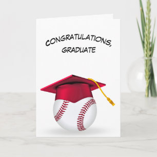 Tarjeta Gorra roja de graduación en el béisbol