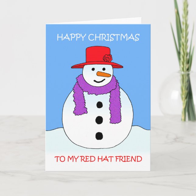 Tarjeta Gorra Rojo Navidades Snowman Personalizado (Anverso)