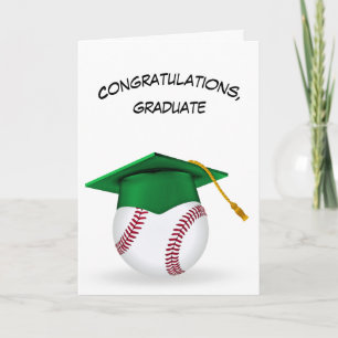 Tarjeta Gorra verde de graduación en el béisbol