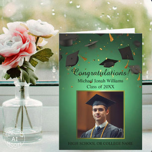 Tarjeta Gorras de Graduación Flotantes Confeti Foto en Ver