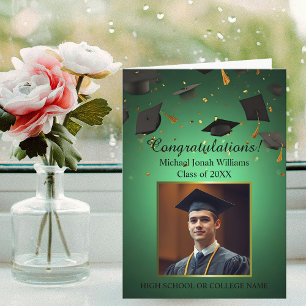 Tarjeta Gorras de Graduación Flotantes Confeti Foto en Ver