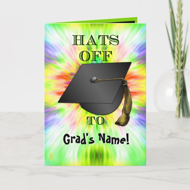 Tarjeta ¡gorras fuera! (Tarjeta de graduación) (Anverso)