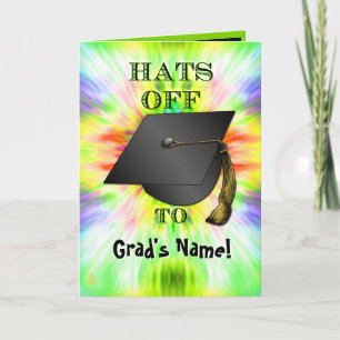 Tarjeta ¡gorras fuera! (Tarjeta de graduación)