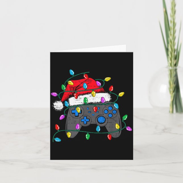 Tarjeta Gorrito de controlador de videojuego de Navidad Sa (Anverso)