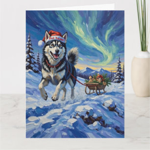 Tarjeta Gorrito de Navidad para Carrera de Trineo Ártico d