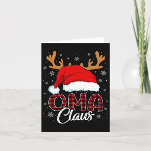 Tarjeta Gorrito de Santa Claus de Plaid Rojo de Reno Pareo