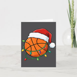 Tarjeta Gorrito de Santa de Baloncesto de Navidad Envuelto