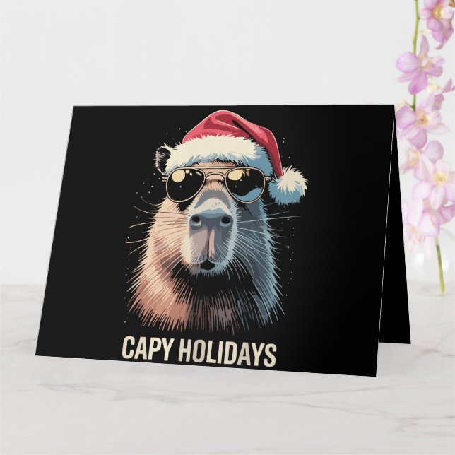 Tarjeta Gorro divertido de Navidad Capy Fiestas de Navidad (Orquídea)