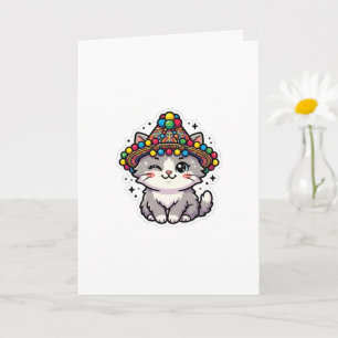 Tarjeta Gorro tejido de gato Kawaii marroquí Amazigh con P