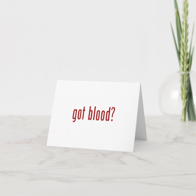 Tarjeta got blood? white note card (Anverso)