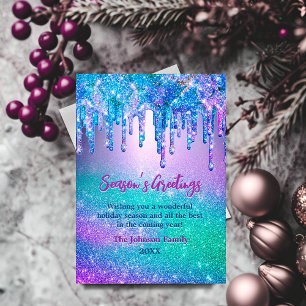 Tarjeta Gota elegante azul ombre saludo de Navidad año nue