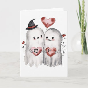 Tarjeta Goth Espeluznante San Valentín Fantasmas con Coraz