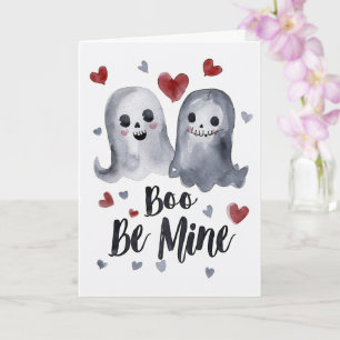 Tarjeta Goth Spooky Valentine Fantasmas con Corazones
