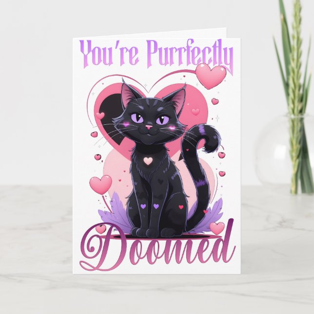 Tarjeta Gothic Valentine Cat Greeting Card (Anverso)