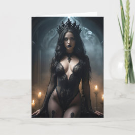 Tarjeta gótica de felicitación a la reina