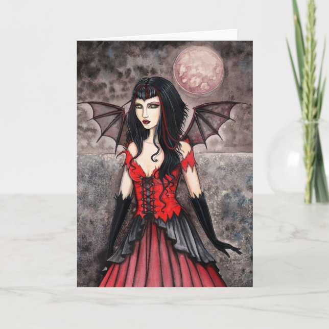Tarjeta gótica de Halloween de hada vampiro (Anverso)