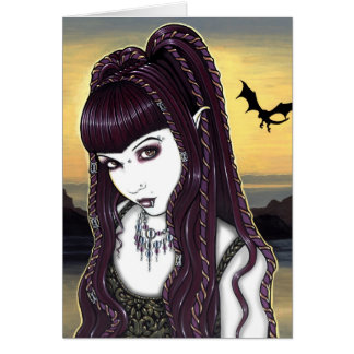 Tarjeta gótica de la diosa del dragón de Katana