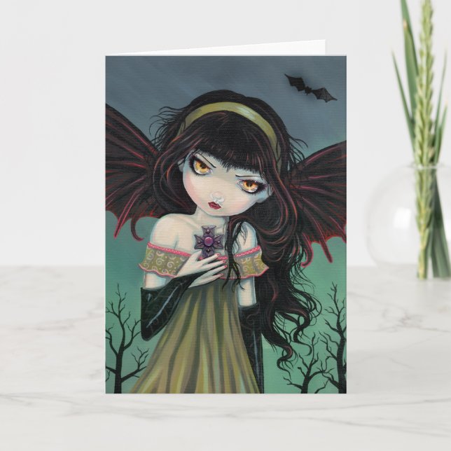 Tarjeta gótica de la hada del vampiro que vaga (Anverso)