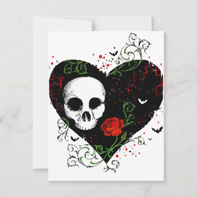 Tarjeta gótica de la invitación del corazón (Anverso)