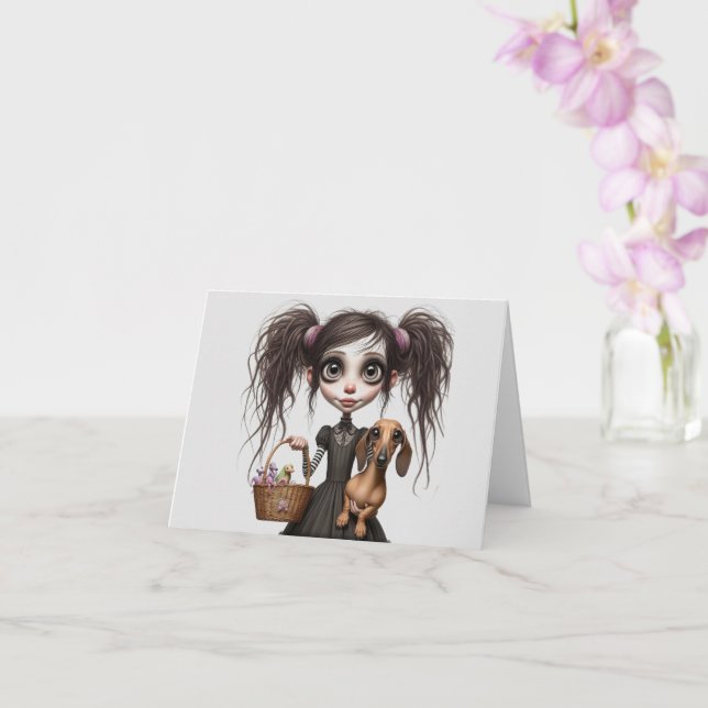 Tarjeta Gótica de Pascua Dachshund (Orquídea)