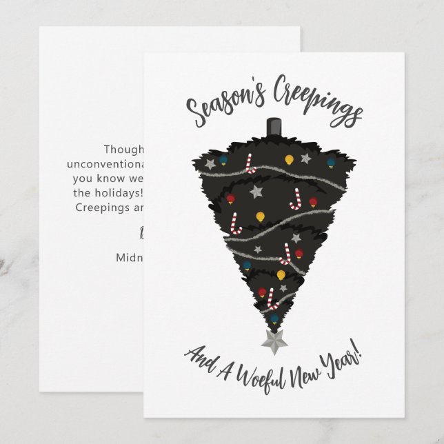 Tarjeta gótica de vacaciones de árbol de Navidad n (Anverso / Reverso)